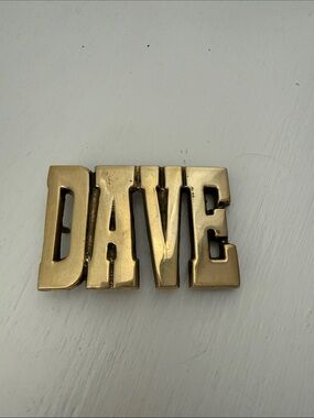Solid brass 'DAVE' Large Block Letter Belt Buckle